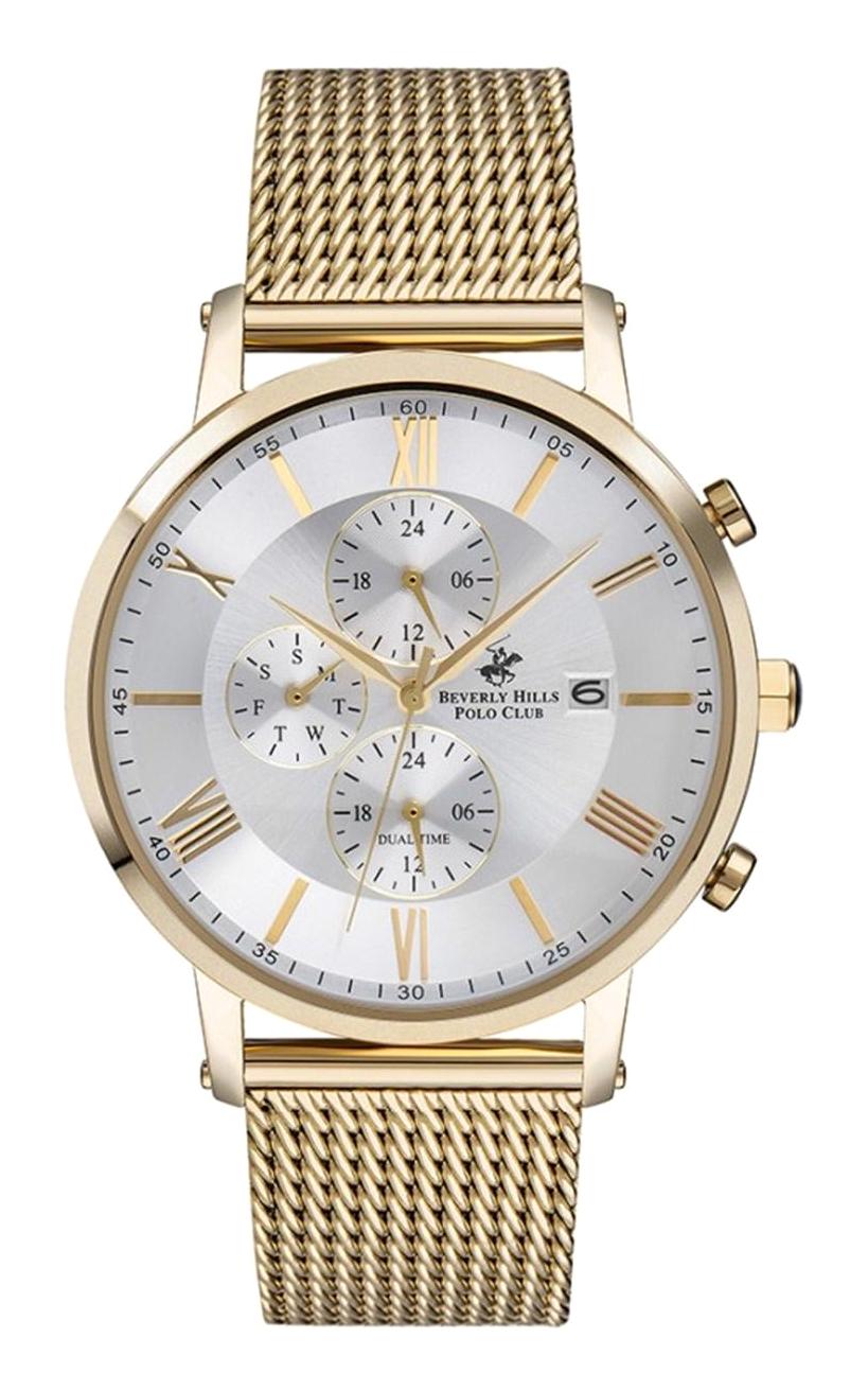 Beverly Hills Polo Club BP3115X130 Takvimli 45 mm Altın Çelik Kordon Analog Erkek Kol Saati