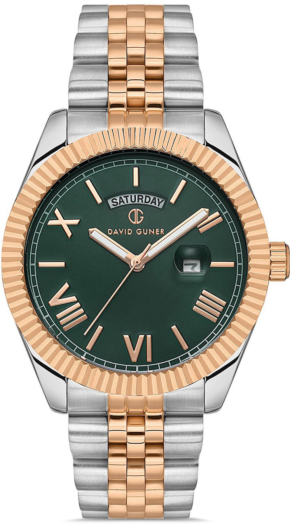 David Guner DG-8481GA-E10 Takvimli 42 mm Çelik Kordon Analog Kol Saati