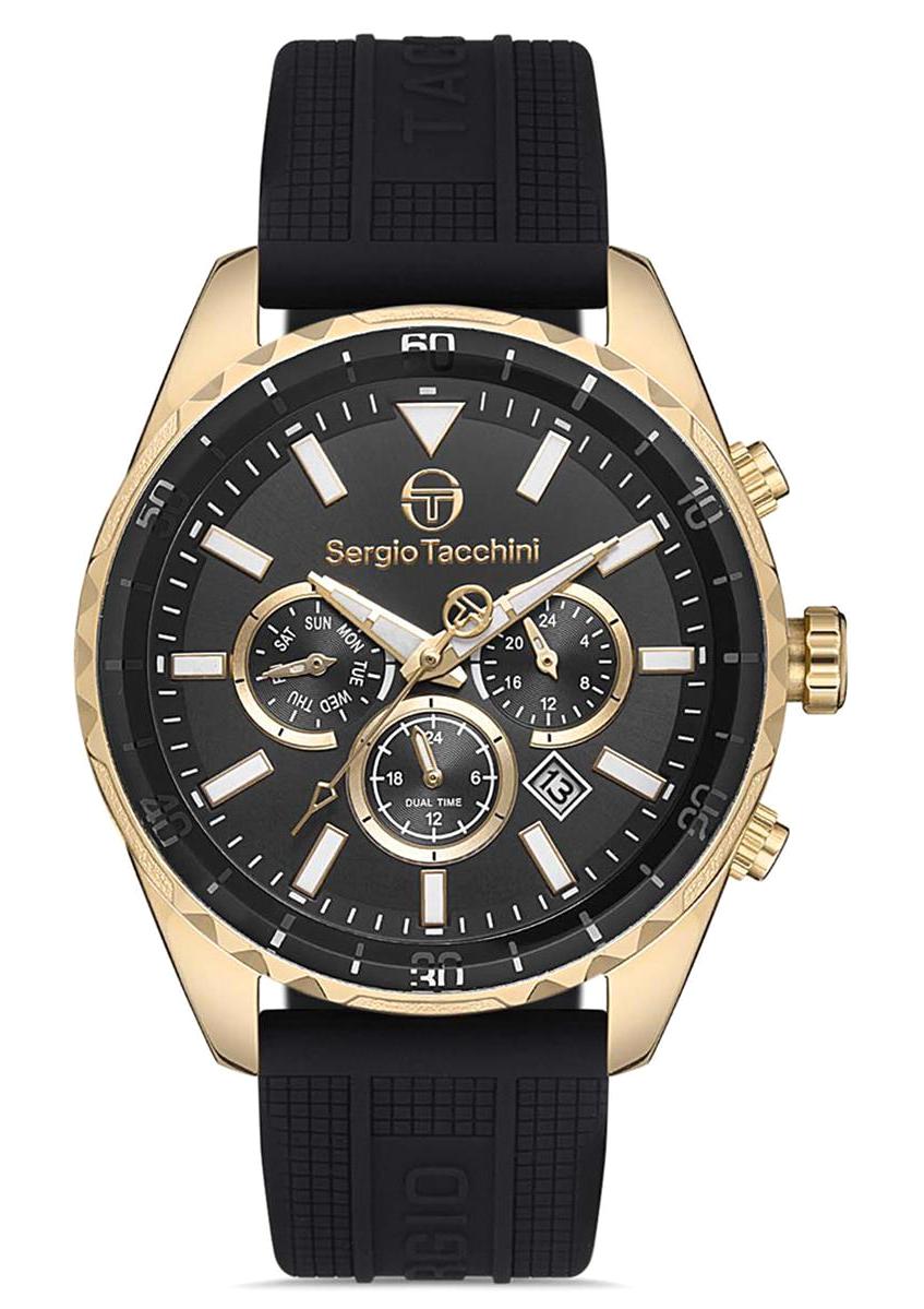 Sergio Tacchini ST.1.10154.3 Takvimli 45 mm Siyah Silikon Kordon Analog Erkek Kol Saati