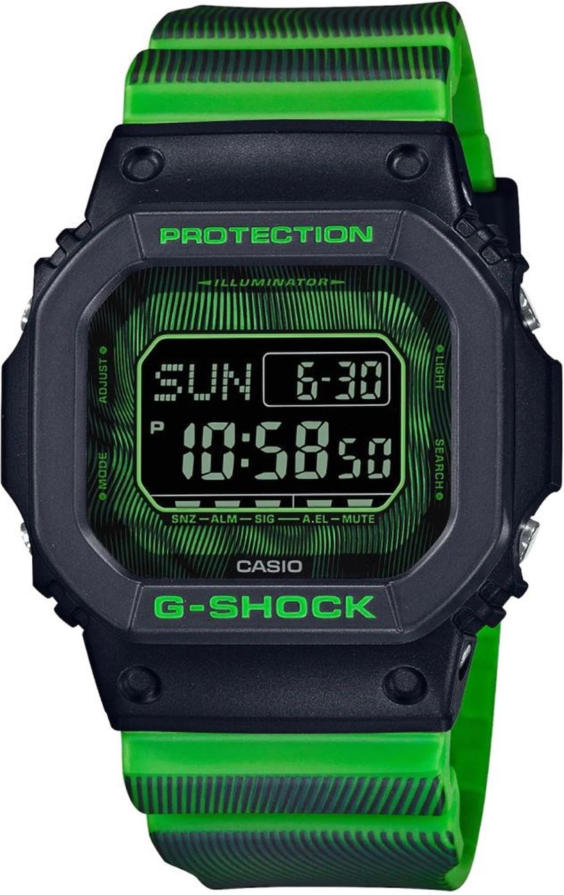 Casio DW-D5600TD-3DR Takvimli 43.2 mm Yeşil Çelik Kordon Analog Kol Saati