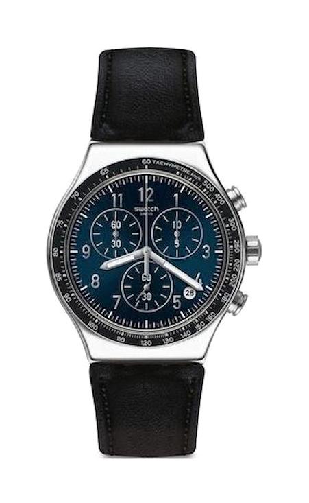 Swatch YVS488 Takvimli 44 mm Siyah Silikon Kordon Analog Erkek Kol Saati