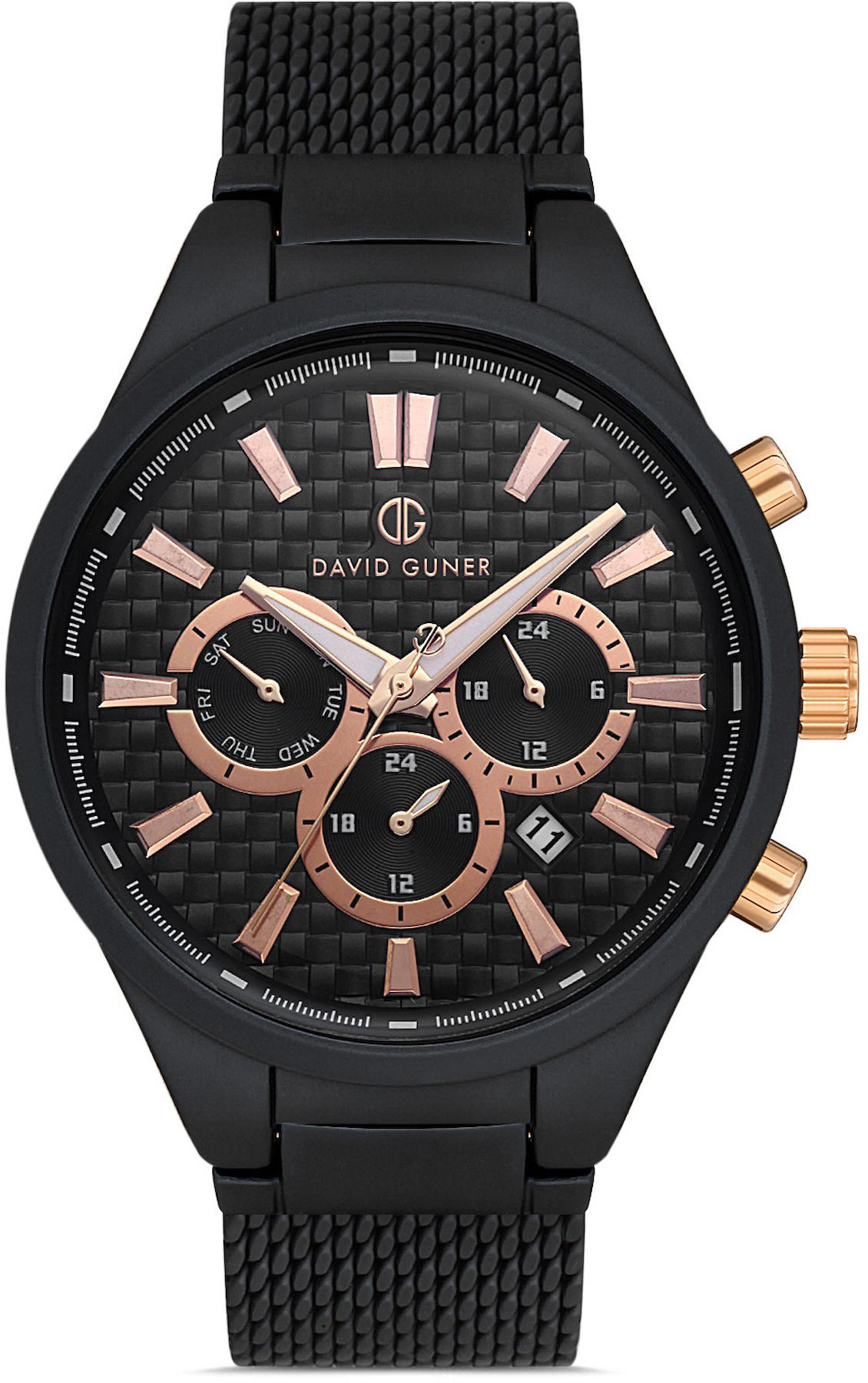 David Guner DG-8343GC-G2 Takvimli 42 mm Siyah Çelik Kordon Analog Kol Saati