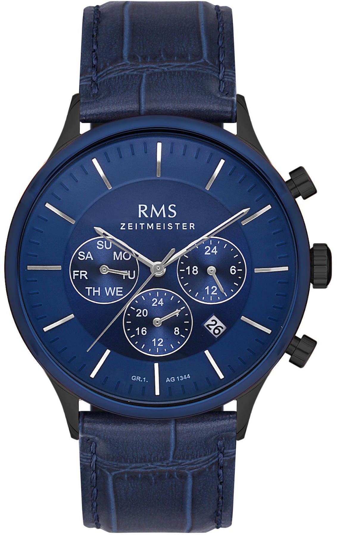 Romanson GR.1.AG1344.07 Takvimli 42 mm Lacivert Deri Kordon Analog Kol Saati