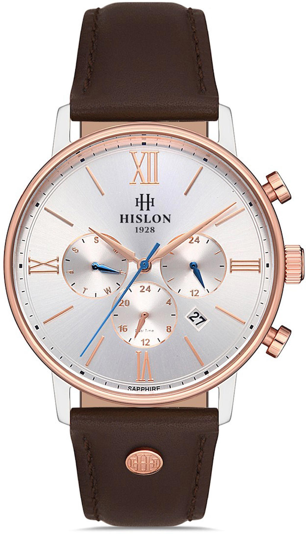 Hislon HİSLON DT116T-02KR Pusulalı Takvimli 42 mm Kahverengi Deri Kordon Analog Kol Saati