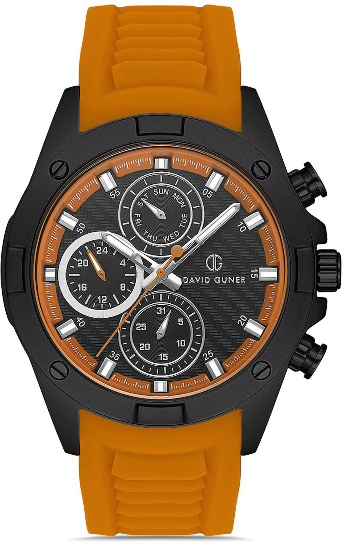 David Guner DG-8609GD-ZQ2 Takvimli 42 mm Turuncu Metal Kordon Analog Kol Saati