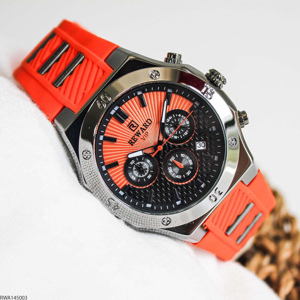 Reward RWA145003 Takvimli 45 mm Turuncu Silikon Kordon Analog Erkek Kol Saati