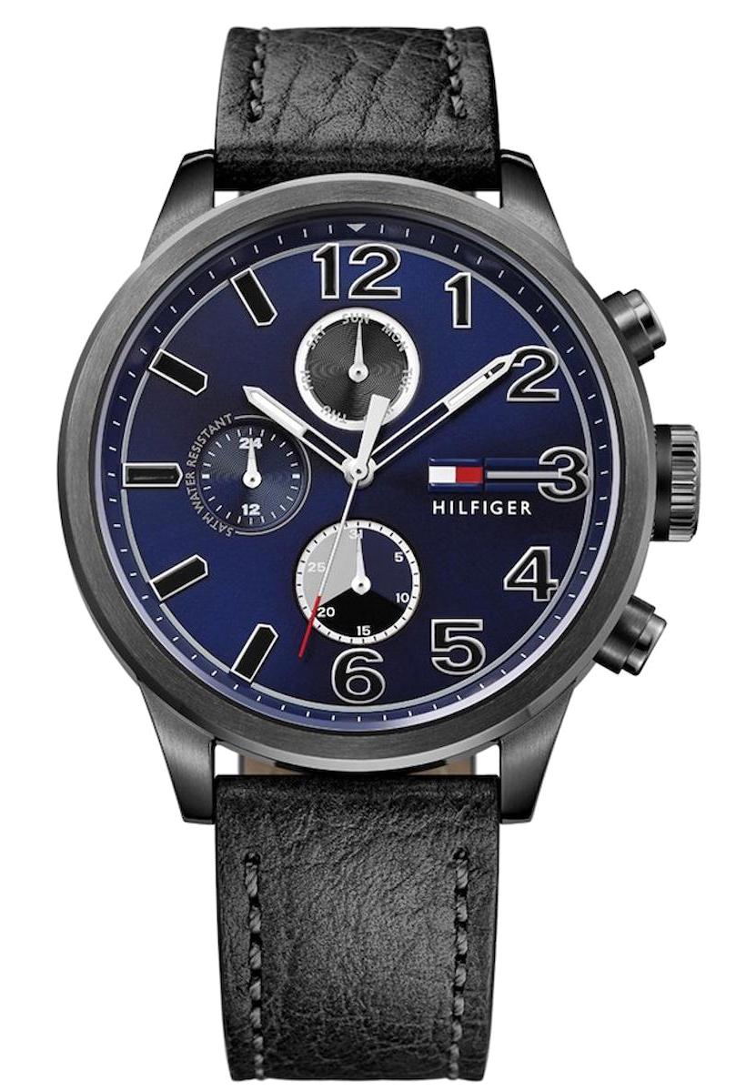 Tommy Hilfiger TH1791241 Takvimli 44 mm Siyah Deri Kordon Analog Erkek Kol Saati