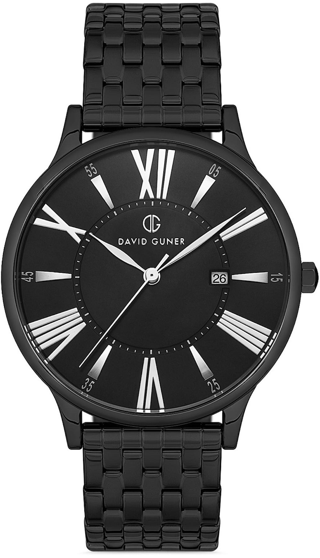 David Guner DG-8206GA-G2 Takvimli 42 mm Siyah Çelik Kordon Analog Kol Saati