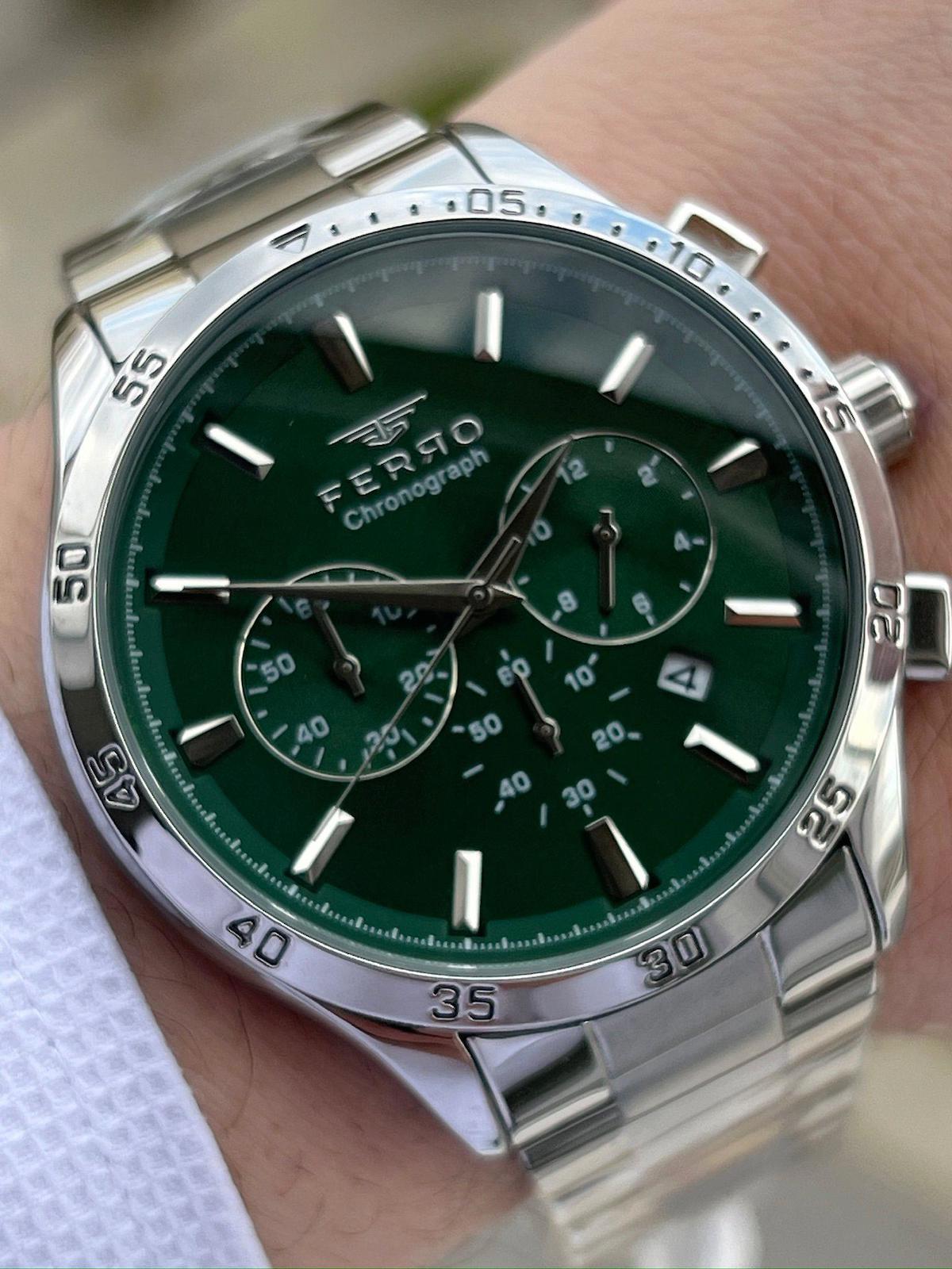 Ferro EFM31382AWT-A6 Su Geçirmez Takvimli 44 mm Çelik Kordon Analog Erkek Kol Saati