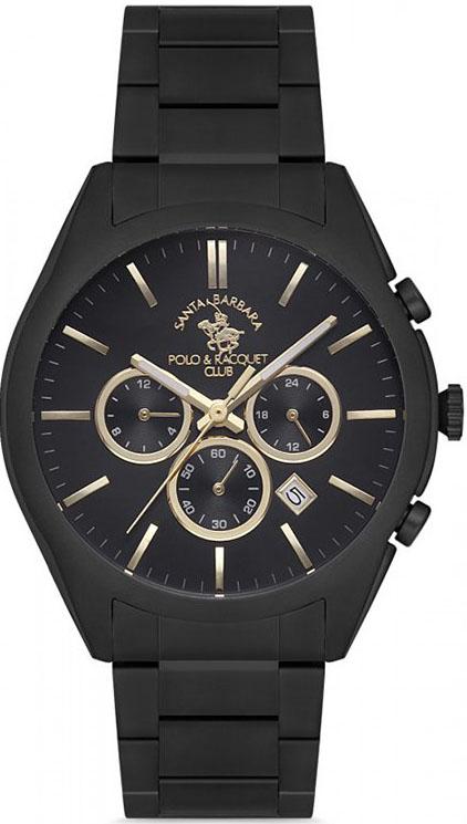 Santa Barbara Polo & Racquet Club SB.1.10157.5 Takvimli 43 mm Siyah Çelik Kordon Analog Kol Saati