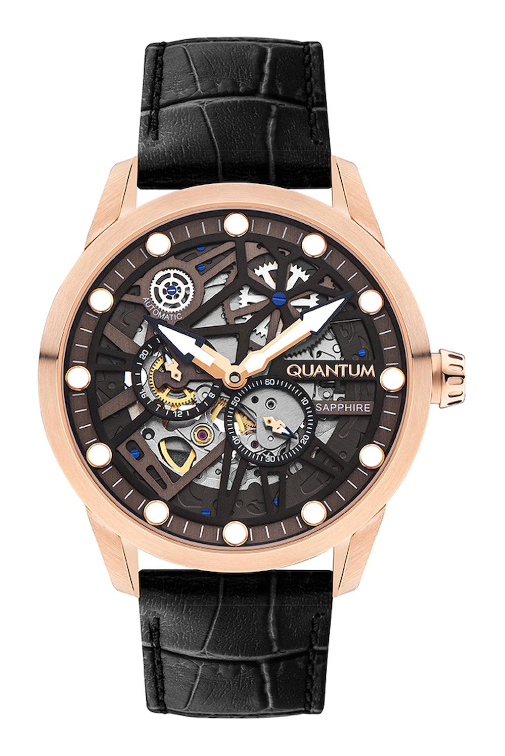 Quantum QMG1120CRC.455 45 mm Siyah Deri Kordon Analog Erkek Kol Saati