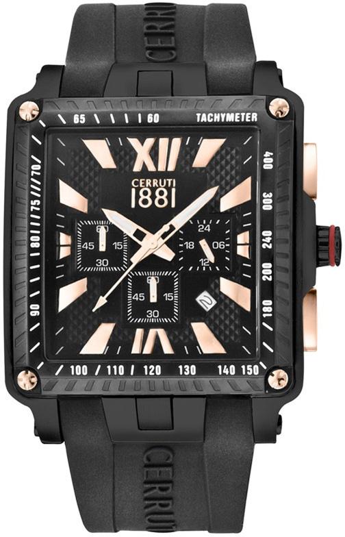Cerruti 1881 CRA012F224G Takvimli Si̇yah Silikon Kordon Analog Kol Saati