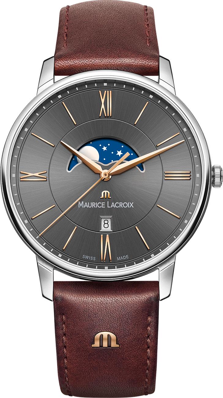 Maurice Lacroix EL1108-SS001-311-1 Takvimli 44 mm Kahverengi Deri Kordon Analog Kol Saati