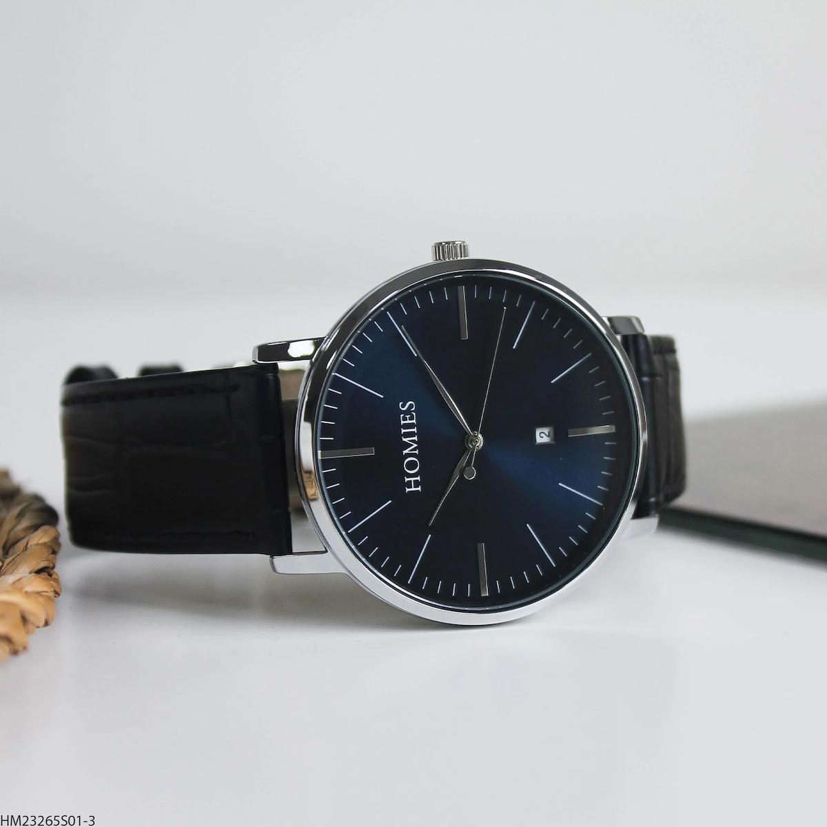 Homies HM23265S01-3 Takvimli 44 mm Siyah Deri Kordon Analog Erkek Kol Saati