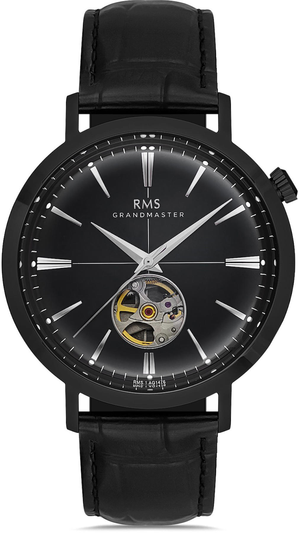 Romanson RMS.1.AG1476.09 42 mm Siyah Deri Kordon Analog Kol Saati