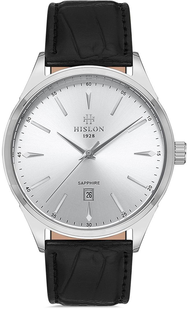 Hislon CL129S-03BS Takvimli Siyah Deri Kordon Analog Kol Saati