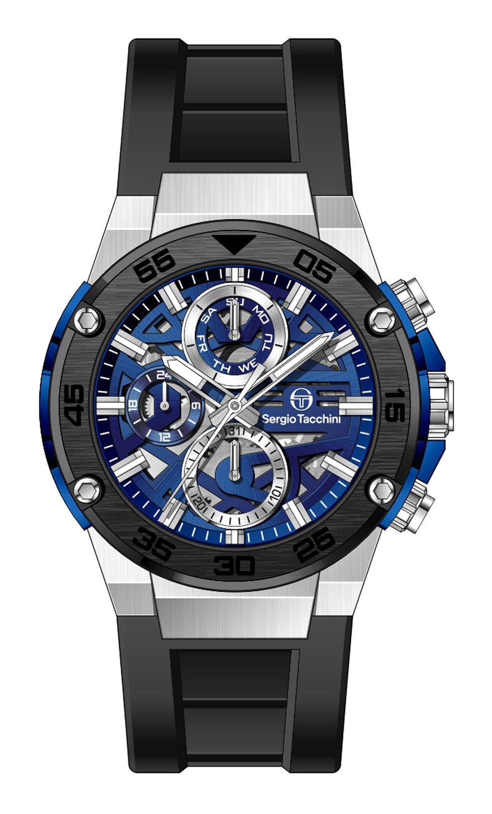 Sergio Tacchini ST.3.10006.5 Takvimli 38.5 mm Siyah Silikon Kordon Analog Erkek Kol Saati