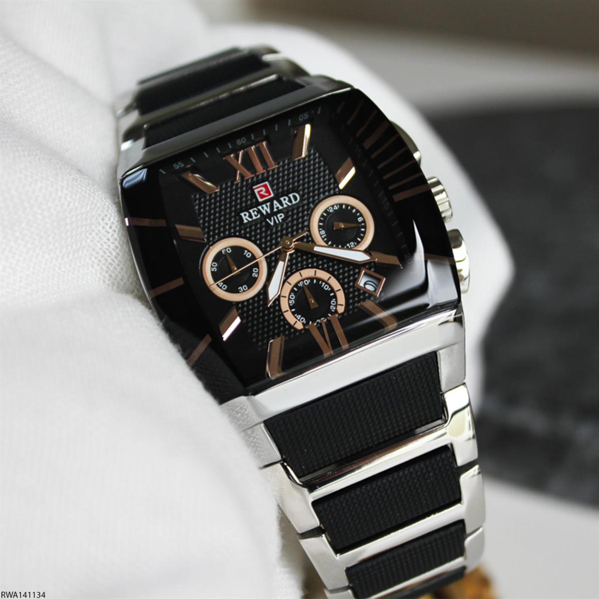 Reward RWA141134 Takvimli 45 mm Gri-Siyah Metal Kordon Analog Erkek Kol Saati
