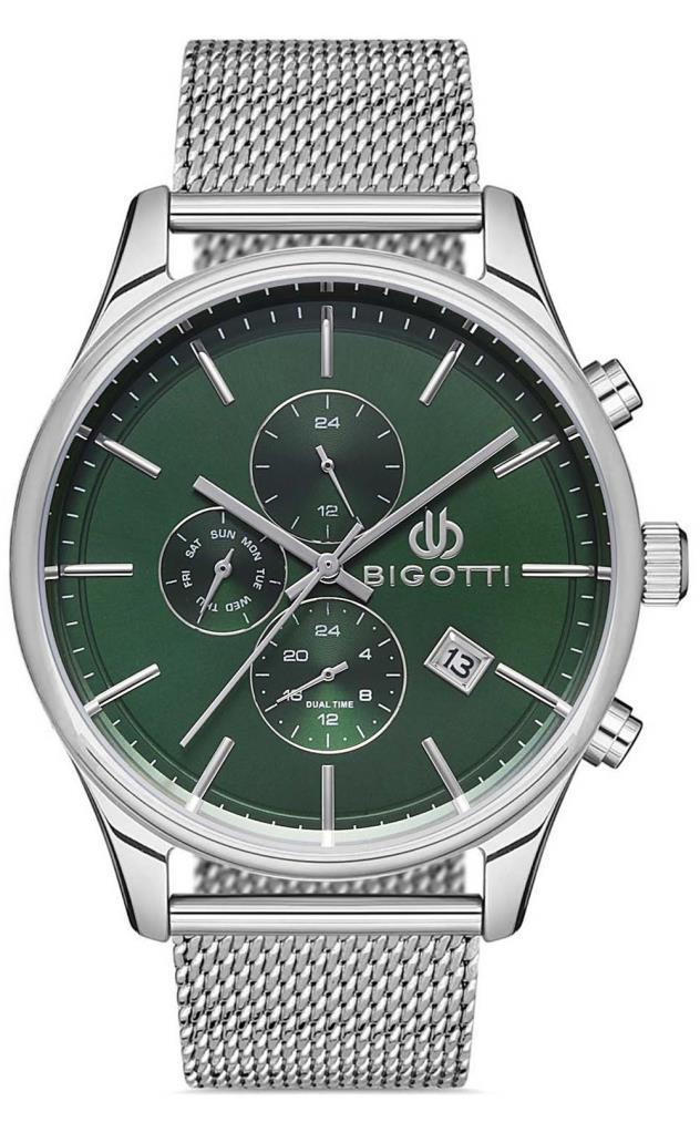 Bigotti BG.1.10262.6 Takvimli 43 mm Çelik-Hasır Kordon Analog Kol Saati