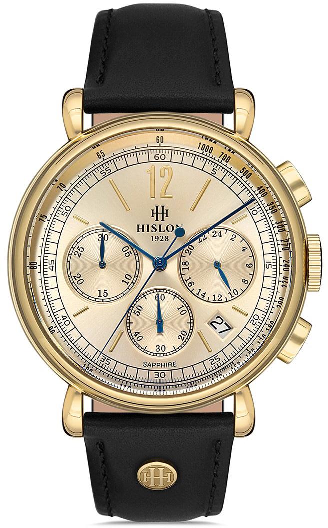 Hislon G-08BG Pusulalı Takvimli 44 mm Siyah Deri Kordon Analog Erkek Kol Saati
