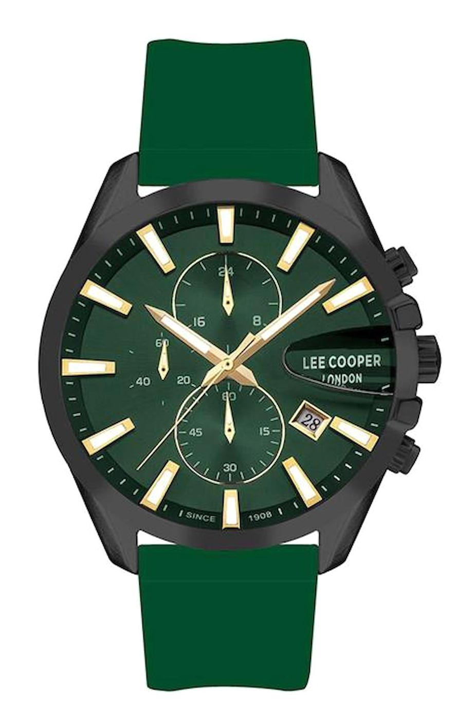 Lee Cooper LC07522.677 Takvimli 46 mm Yeşil Silikon Kordon Analog Erkek Kol Saati