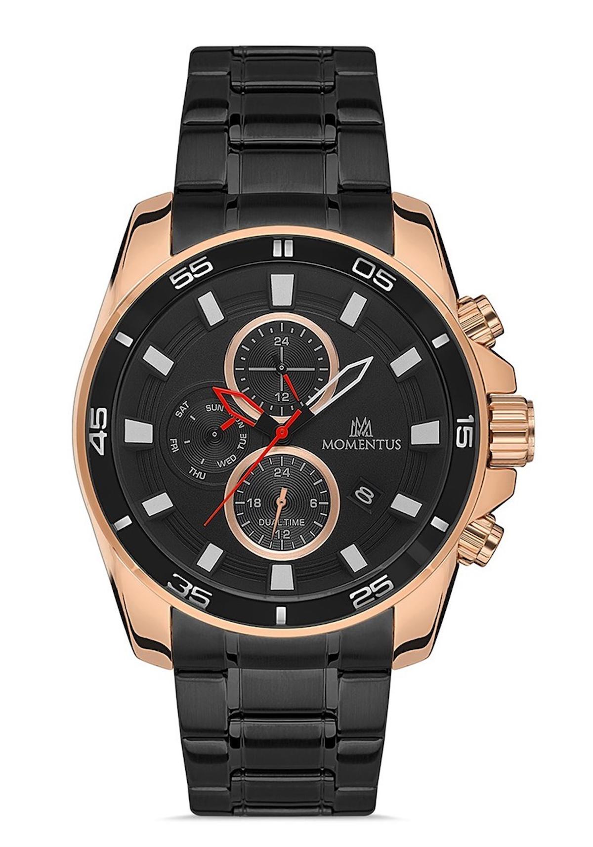 Momentus SC367R-04SR Takvimli 44 mm Siyah Çelik Kordon Analog Erkek Kol Saati