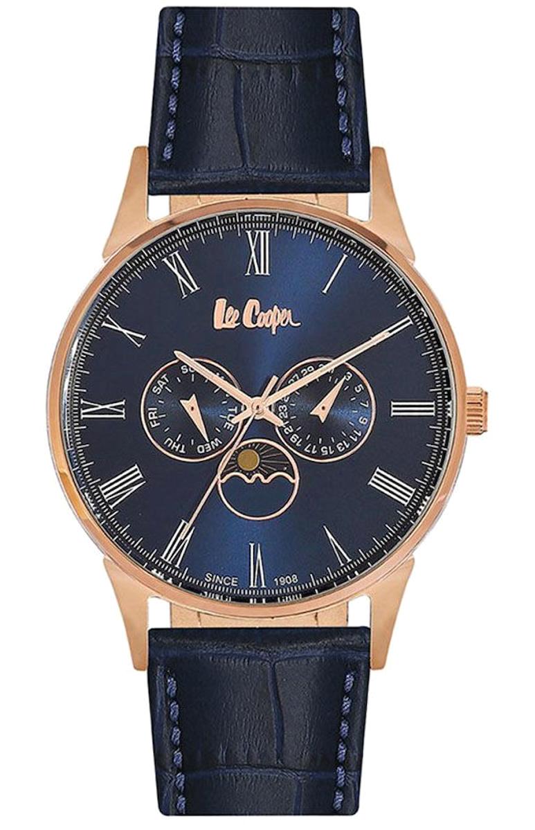 Lee Cooper LC06433.499 Takvimli 44 mm Lacivert Deri Kordon Analog Erkek Kol Saati