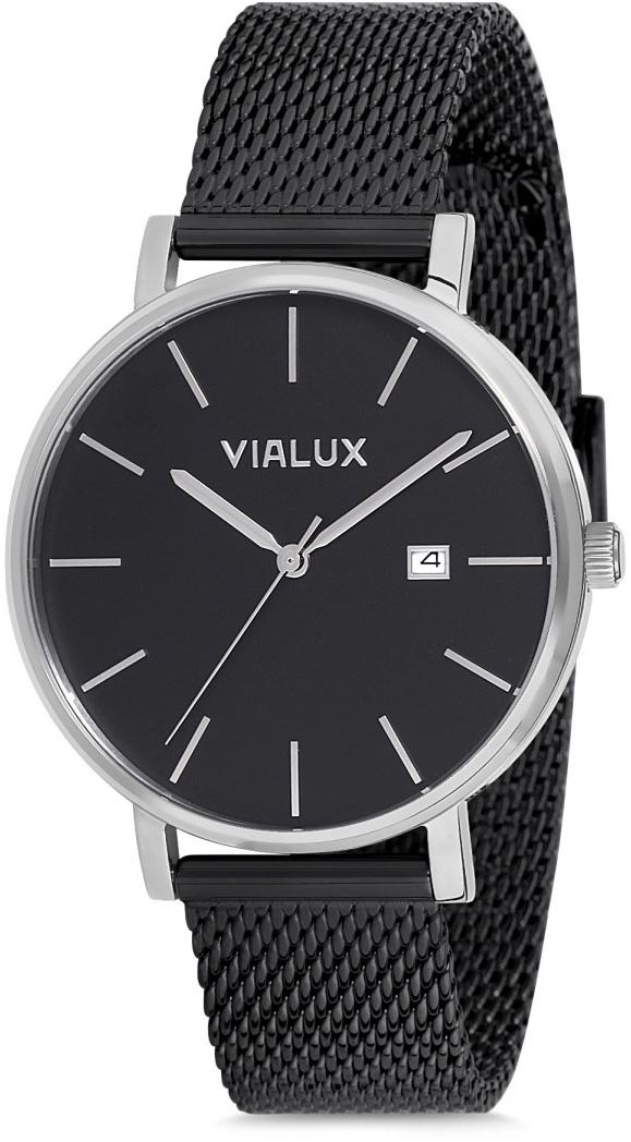 Vialux AS511T-04SB Takvimli 40 mm Siyah Çelik Kordon Analog Kol Saati