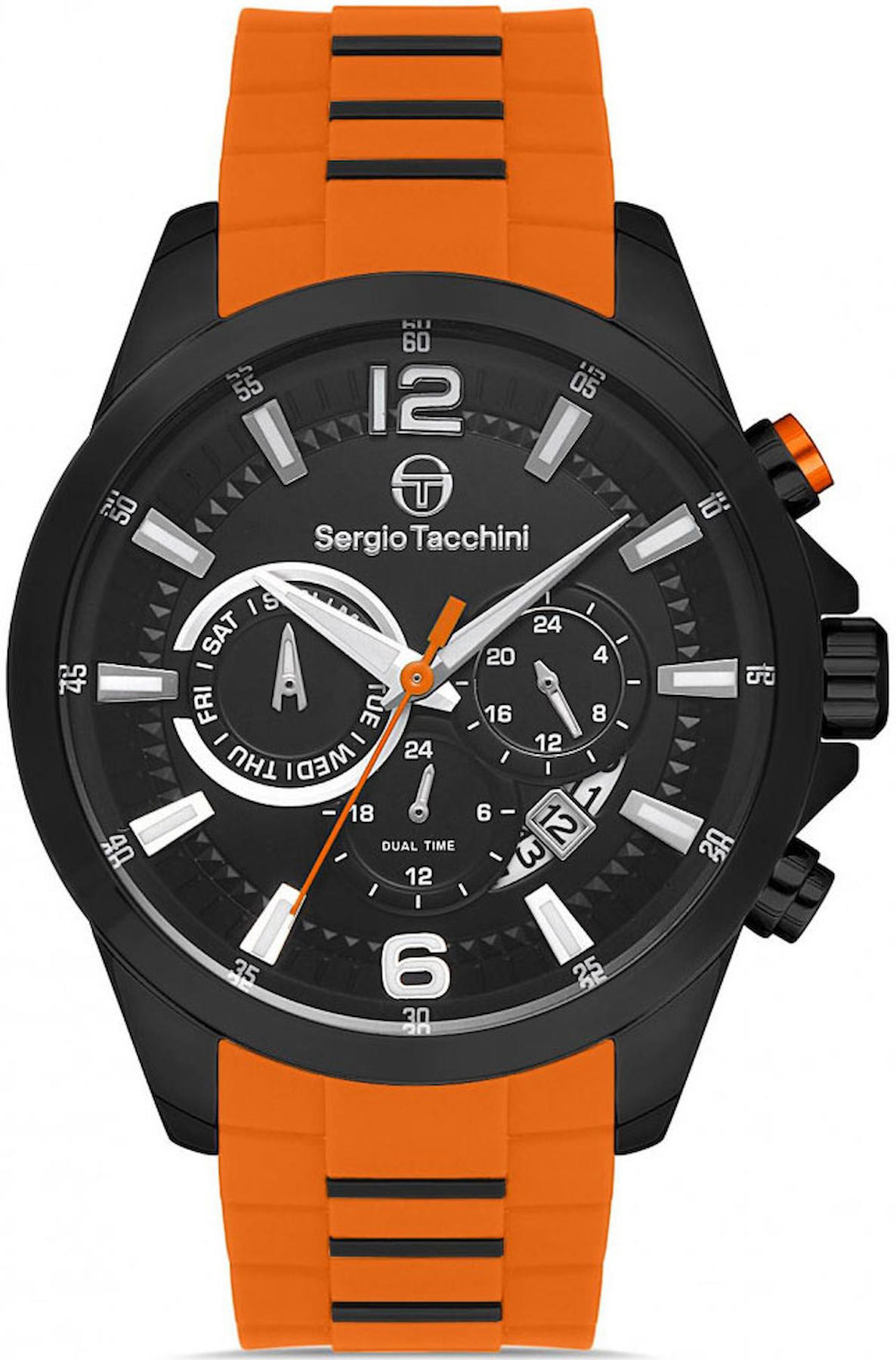 Sergio Tacchini ST.1.10259.5 Takvimli 44 mm Turuncu Silikon Kordon Analog Kol Saati