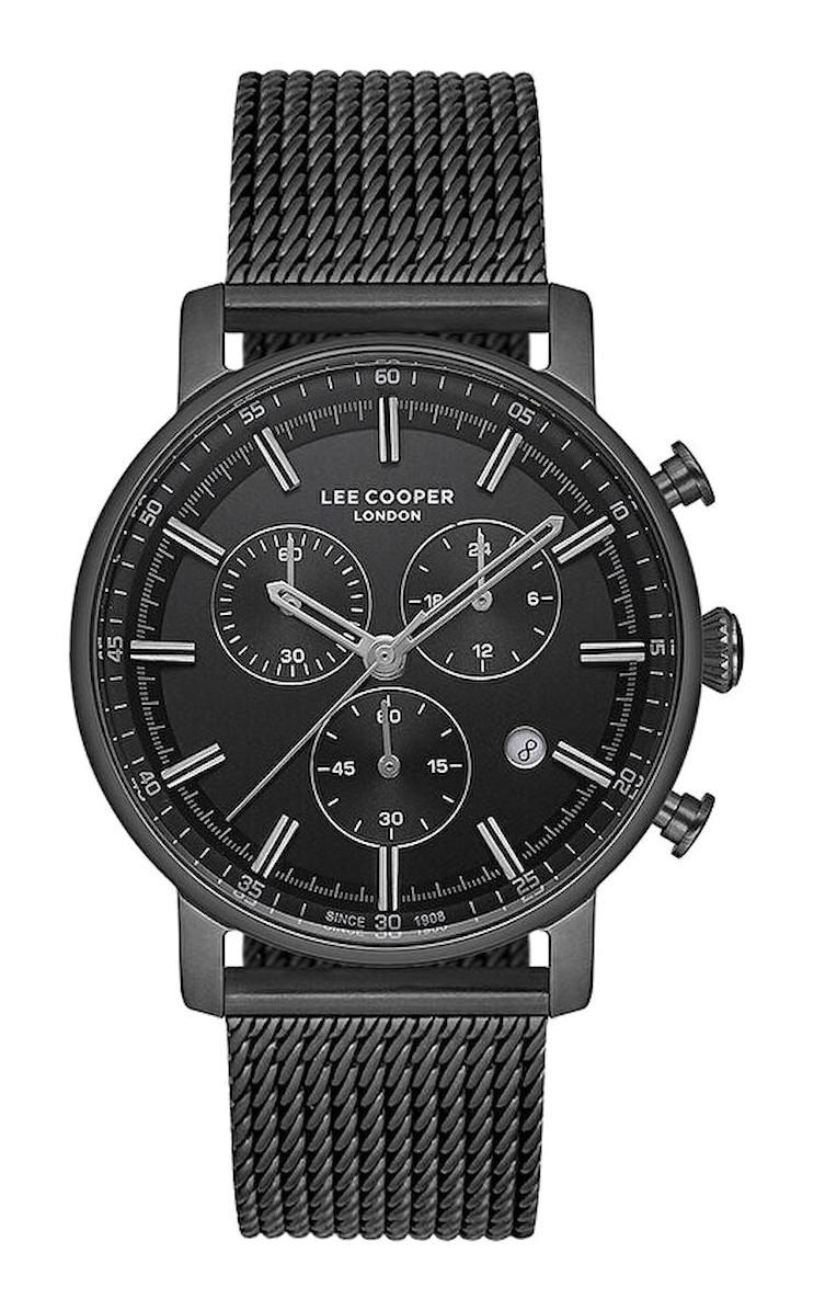 Lee Cooper LC07182.060 Takvimli Siyah Çelik Kordon Analog Erkek Kol Saati