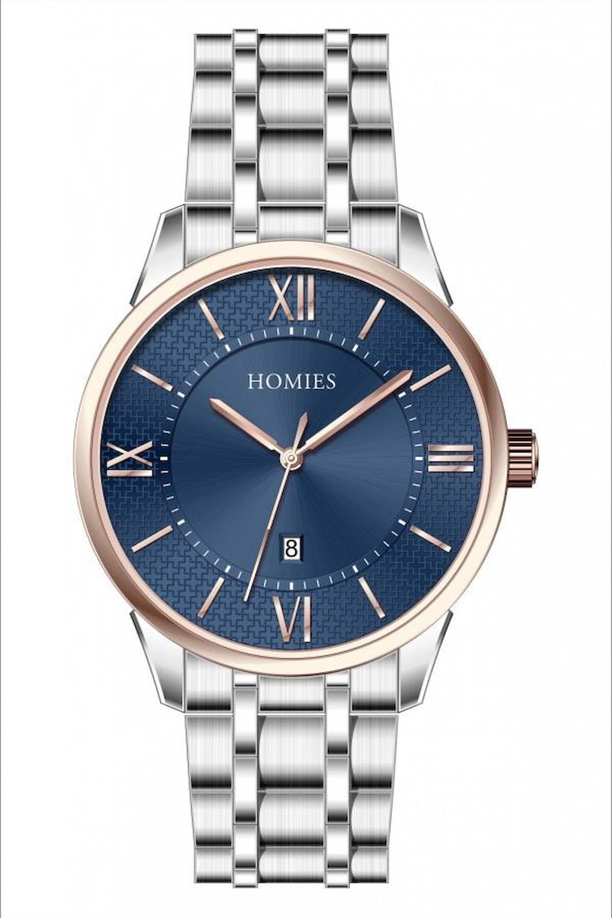 Homies HM21118S01-3 Takvimli Gri Kordon Analog Erkek Kol Saati
