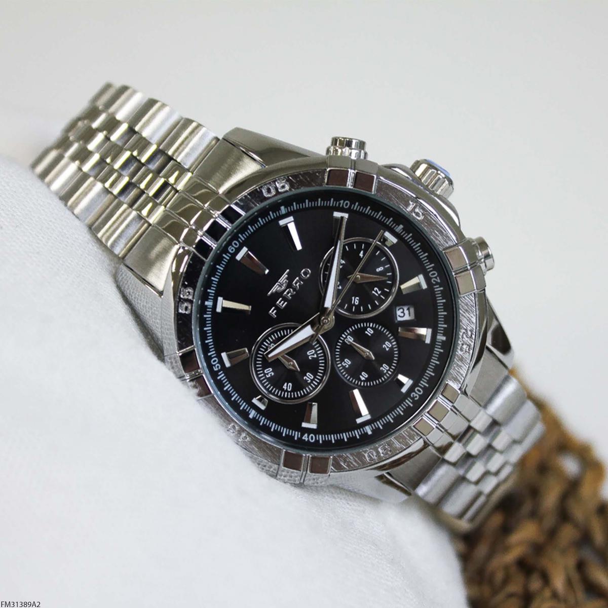Ferro FM31389A2 Takvimli 44 mm Çelik Kordon Analog Erkek Kol Saati