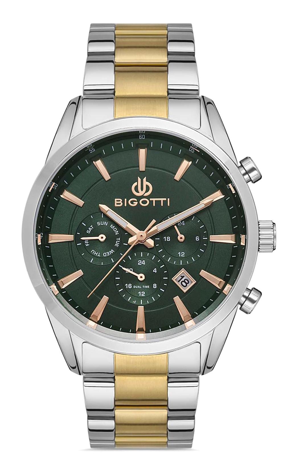 Bigotti BG.1.10317.4 Takvimli 44 mm Altın-Çelik Kordon Analog Erkek Kol Saati