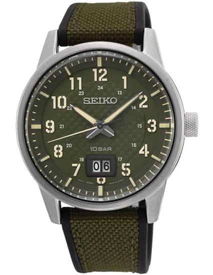 Seiko SUR323P Takvimli 41 mm Yeşil Kanvas Kordon Analog Erkek Kol Saati