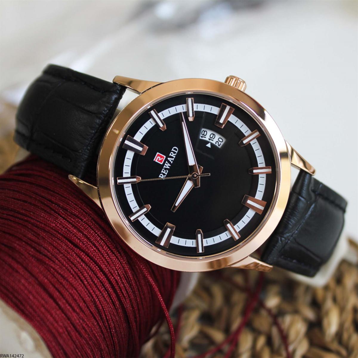 Reward RWA142472 Takvimli 43 mm Siyah Metal Kordon Analog Erkek Kol Saati