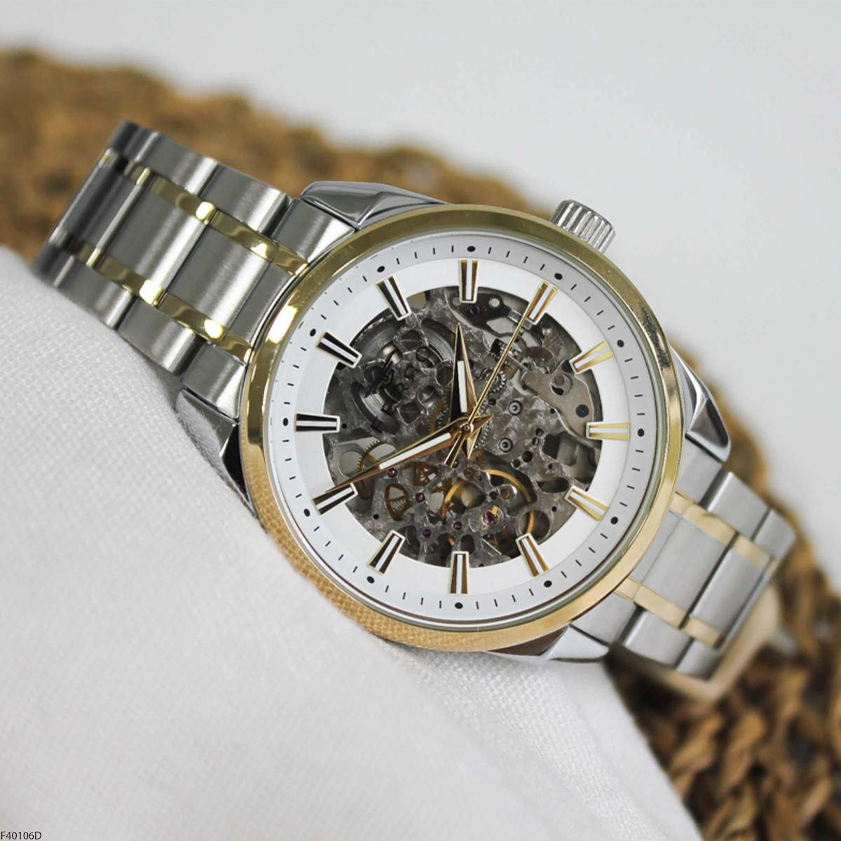 Ferro F40106D 45 mm Altın-Çelik Kordon Analog Erkek Kol Saati