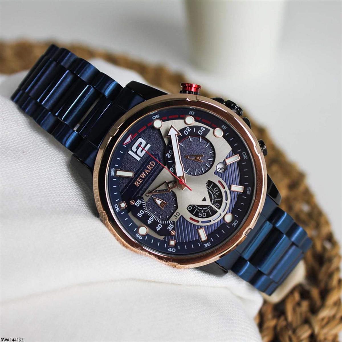 Reward RWA144193 Takvimli 45 mm Lacivert Çelik Kordon Analog Erkek Kol Saati