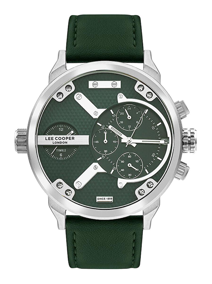 Lee Cooper LC07491.377 Takvimli 44 mm Yeşil Deri Kordon Analog Kol Saati