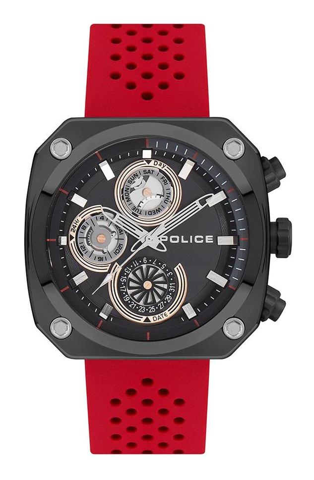 Police PEWJQ2130303 Takvimli 45 mm Kırmızı Silikon Kordon Analog Erkek Kol Saati