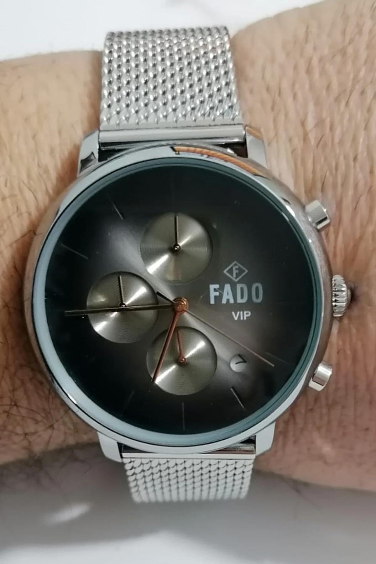 Q&Q RH 0027 Takvimli Gri Hasır Kordon Analog Kol Saati