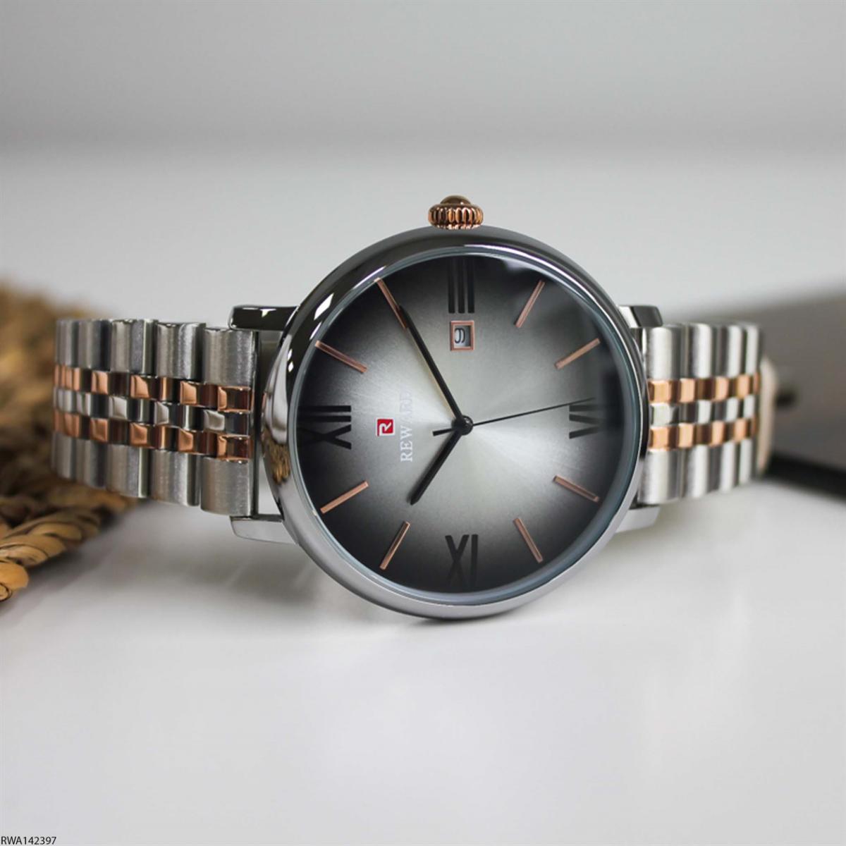 Reward RWA142397 Takvimli 44 mm Gri-Rose Gold Metal Kordon Analog Erkek Kol Saati