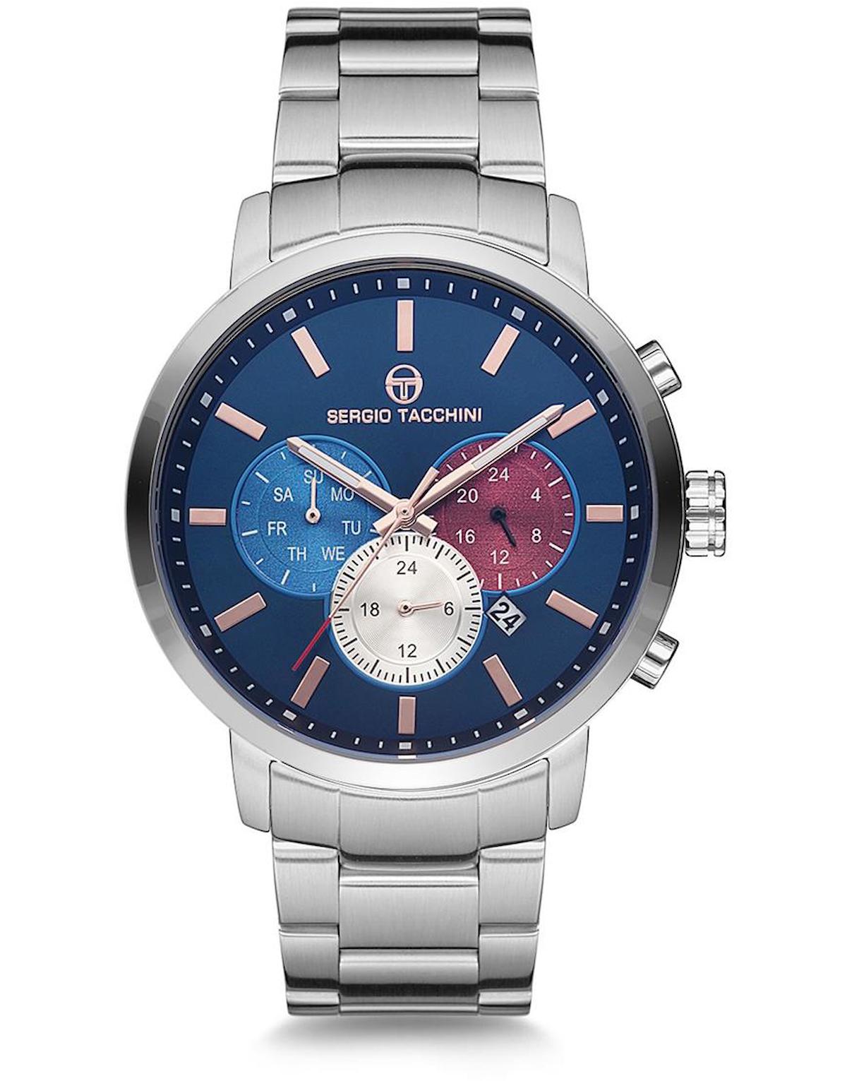 Sergio Tacchini ST.5.120.03 Takvimli Metal Kordon Analog Erkek Kol Saati