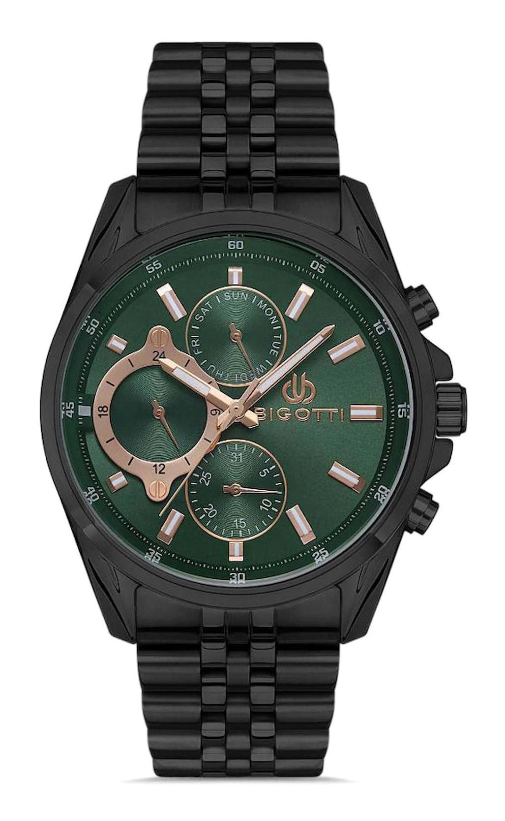 Bigotti BG.1.10382.5 Takvimli 43 mm Siyah Çelik Kordon Analog Erkek Kol Saati