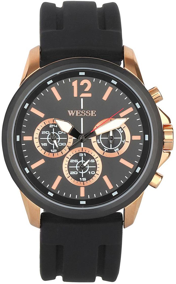 Wesse WWG400501S Pusulalı Takvimli 48 mm Siyah Silikon Kordon Analog Kol Saati