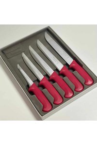 messermann germany Solingen | Bıçak Seti - (5 PARÇA / KIRMIZI) Solingen Servis Bıçağı Takımı