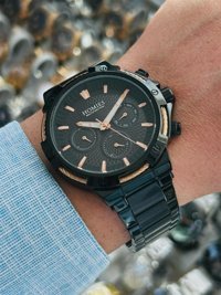 Homies HM22244S01-4 Pusulalı Takvimli 43 mm Siyah Çelik Kordon Analog Erkek Kol Saati