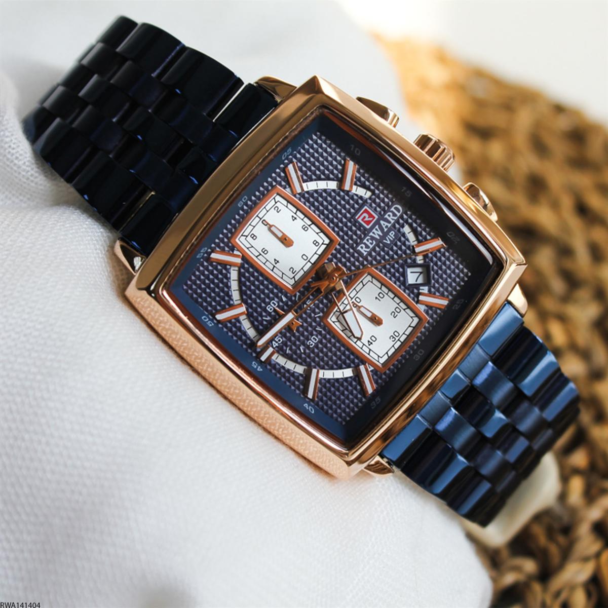 Reward RWA141404 Takvimli 40 mm Lacivert-Rose Gold Metal Kordon Analog Erkek Kol Saati
