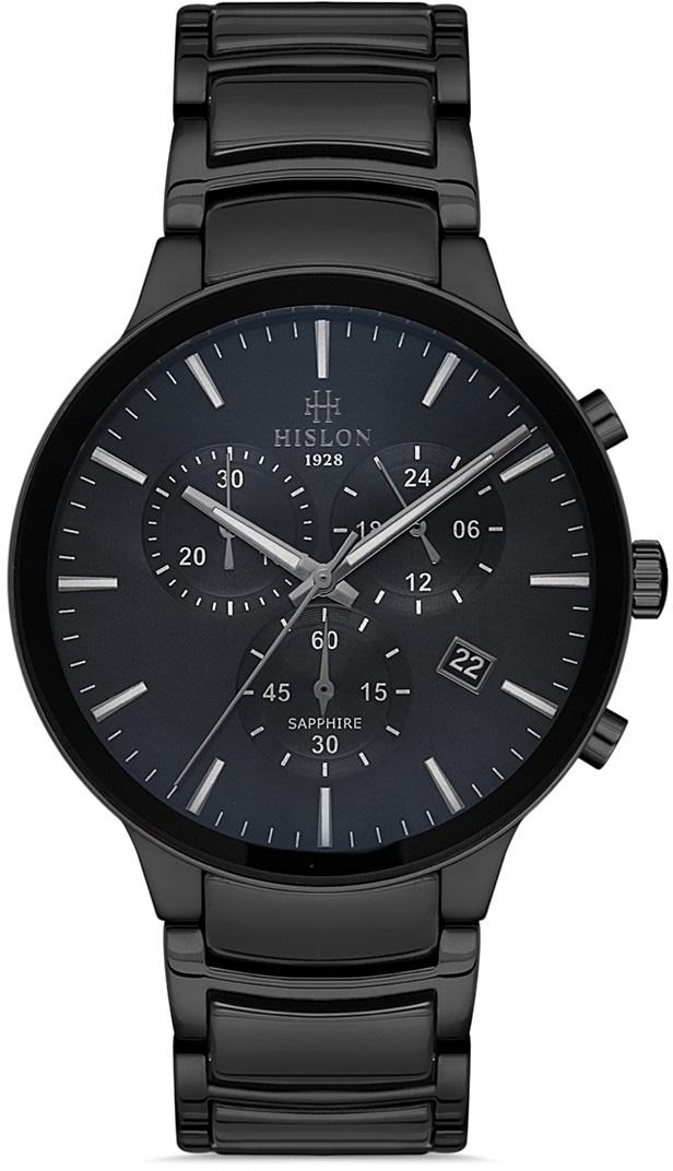 Hislon MS110B-04SB Pusulalı Takvimli 40 mm Siyah Çelik Kordon Analog Kol Saati