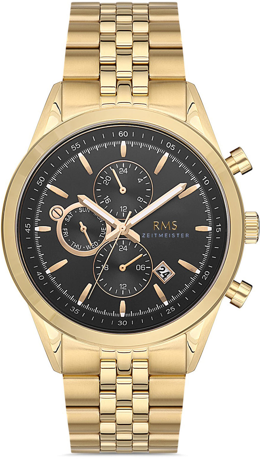 Romanson RMS.1.AG1163.15 Takvimli 45 mm Altın Çelik Kordon Analog Kol Saati