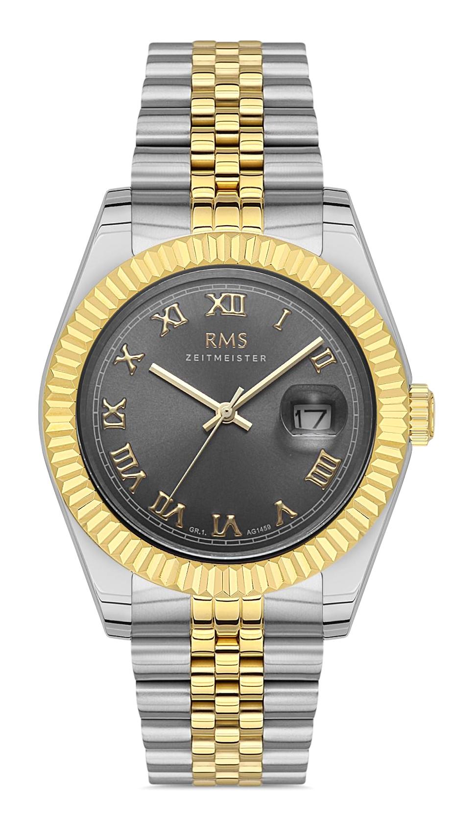 Romanson RMS.1.AG1459.05 Takvimli 42 mm Altın-Çelik Kordon Analog Erkek Kol Saati